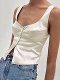 Patcute Casual Button-Front Tank Top