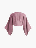 Patcute Tie-Front Long Sleeve Cropped Blouse