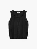 Patcute Textured Button-Front Sweater Vest