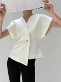 Patcute Trendy V-Neck Button Down Blouse