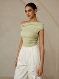 Patcute Asymmetrical Neck Sleeveless T-Shirt