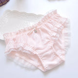 Patcute Cotton Ruffle Cute Lovely Sweety Girl Panties Bow Japanese Princess Style High Elasticity Breathable Sexy Women Underwear Breifs