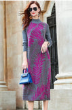 Patcute New female autumn/winter 2024 half a turtle neck long sleeve knit dress wool dress in knee-length dress dress