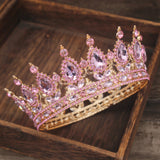 Patcute  Pink Crystal Tiaras and Crowns Queen Princess Pageant Diadem Women Girl Hair Ornaments Bridal Wedding Hair Jewelry Accessories