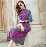 Patcute New female autumn/winter 2024 half a turtle neck long sleeve knit dress wool dress in knee-length dress dress