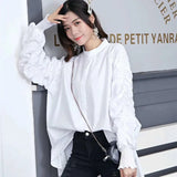 Patcute  Autumn Women Blouse Lantern Sleeve Women Shirt Asymmetric Ladies Tops Loose Long White Shirt Irregular Vintage Blouse