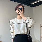 Patcute  Casual O-neck Patchwork Women Blouses Shirts Full Sleeve Ruffles Female Blouses Shirts 2020 Spring Summer Tops Blusas