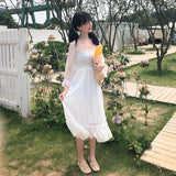 Patcute Mesh Fairy Dress Women Pink Sweet Elegant Korean Party Spaghetti Strap Dress Summer Casual Vintage Holiday Sexy Dress Women