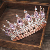 Patcute  Pink Crystal Tiaras and Crowns Queen Princess Pageant Diadem Women Girl Hair Ornaments Bridal Wedding Hair Jewelry Accessories