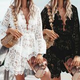 Patcute Hot Sale Women Sexy V-neck Lace Beach Bikini Cover Up Female Boho Casual Party Holiday Beach Dress Sundress Cover Up Outfits