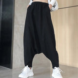 Patcute  Baggy Cross-Pants Women Solid Color Harajuku Streetwear Jogger Sweatpants Elastic Cotton Wide Leg Trousers  Loose Harem Pants