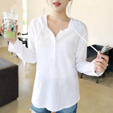 Patcute  Summer 100% Cotton Hooded T-shirt Women  Solid Thin Long Sleeve Casual Loose All-matched Hooded Tee Sweater Simple T-shirt