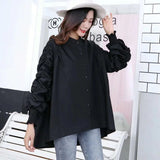 Patcute  Autumn Women Blouse Lantern Sleeve Women Shirt Asymmetric Ladies Tops Loose Long White Shirt Irregular Vintage Blouse