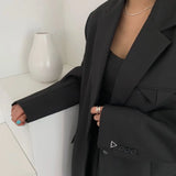 Patcute   Spring and autumn high quality stylish women's solid color oversize big loose blazer coat