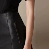 Patcute  Genuine leather 2024 new spring and autumn leather skirt female a-line sheep skirt bag hip skirt umbrella skirt fashion.