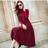 Patcute Red autumn/winter 2024 new turtle neck long sleeve cultivate one's temperament sweater knitting dress knee-length dress