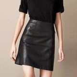 Patcute  Genuine leather 2024 new spring and autumn leather skirt female a-line sheep skirt bag hip skirt umbrella skirt fashion.