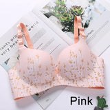 Patcute Women Flower Print Seamless Bra Sexy Lingerie Floral Push Up Bras One-Piece Underwear