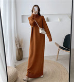 Patcute  Extra Long Sweater Dress Women Autumn and Winter High-neck Long Sleeve Knitted Bottoming Dress Thick Shirt Femme Robe f2618