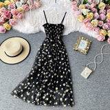 Patcute   Summer Beach Mesh Floral Dress Women Vintage Elegant Sexy Beach Sundress Woman Party Night Korean Kawaii Vestidos