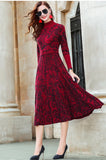 Patcute Red autumn/winter 2024 new turtle neck long sleeve cultivate one's temperament sweater knitting dress knee-length dress