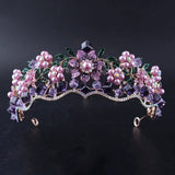 Patcute  Luxury Baroque Purple Crystal Pearl Bridal Crown Tiara Magnificent Rhinestone Diadem for Bride Headband Wedding Hair Accessories