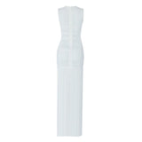 Patcute High Quality White Sleeveless Tassel Hollow Out Bodycon Rayon Bandage Dress Evening Party Sexy Dress