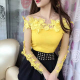 Patcute  Summer Fashion Lace Blouse Sexy Slash Neck one off Shoulder Shirts Ladies Office korean Tops Long sleeved autumn costumes