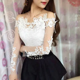 Patcute  Summer Fashion Lace Blouse Sexy Slash Neck one off Shoulder Shirts Ladies Office korean Tops Long sleeved autumn costumes