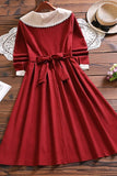 Patcute  Japan style new arrival autumn winter fashion bow cute sweet dress Mori girl long sleeve vintage vestidos