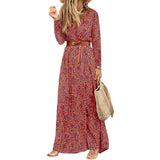 Patcute Womens Long Dress Summer V-neck Boho Belted Maxi Dress Casual Sexy Party Dress Ladies Bohemian Beach Holiday Sundress