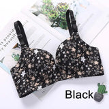 Patcute Women Flower Print Seamless Bra Sexy Lingerie Floral Push Up Bras One-Piece Underwear