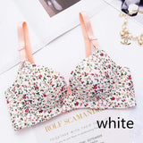 Patcute Women Flower Print Seamless Bra Sexy Lingerie Floral Push Up Bras One-Piece Underwear