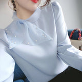 Patcute  Long Sleeve OL Office Women's Shirt Blouse Blusas Womens Tops And Blouses Chiffon Shirts Bow Tie Lady Top Plus Size