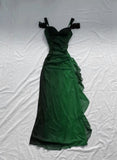 Patcute 2024 Green Chiffon Long Party Dress Prom Dress, Off Shoulder Green Party Dress