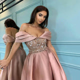 dress 2024 New Women's Spring Simple Elegant Long Slimming Sequined off-Shoulder Banquet Evening Dress Dress