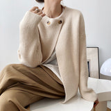 business casual outfits Korean Style round Neck Button Knitted Cardigan Women's Top Spring and Autumn New Lazy Style Simple Casual Sweater Women's Fashion