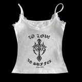 2000s fashion Sexy Style Small Sling Spicy Girl Letter Print Contrast Color Slim Slimming Cross Bottoming Vest