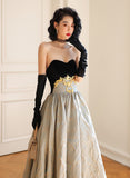 Patcute 2024 A-line Sweetheart Floral Satin Long Party Dress, A-line Beautiful Long Prom Dress