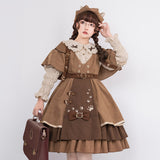 Autumn and Winter Lolita Dress Cat Detective JSK Japanese Style Cardigan Retro Preppy Style Dress