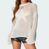 frat outfits 2024 Autumn and Winter Knitted Five-Pointed Star Sweater Y2g Loose plus Size Clothing Women's Casual