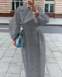 2024 fall fashion trends Autumn and Winter New Retro Palace Style Lantern Sleeve Large Lapel Woolen Coat Long Coat