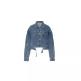 fall 2024 fashion trends Denim Coat Short Ripped Loose Long Sleeve Spring and Autumn Jacket for Women Summer