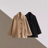 fall 2024 fashion trends 2024 Autumn New Fashion Women's Lapel Oblique Breasted Warm Wool Blend Loose Short Coat