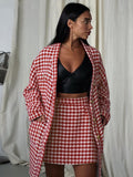 2024 fall fashion trends New Fashion Plaid Texture Pocket Button Temperament Long Sleeve Cardigan Suit Skirt