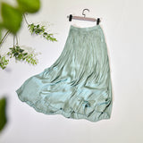 guys in skirts Skirt Elastic High Waist Glossy Silky Skirt Slimming Drape A- line Skirt 2024 Spring and Summer