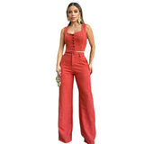 fall outfits aesthetic Summer New Women's Sexy Sleeveless Top and Trousers Two-Piece Set Suit