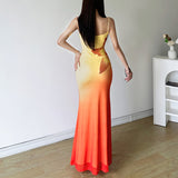 calico hair Style 2024 Summer New Women's Clothing Street Fashion Sexy Sling Long Dress Women