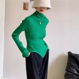 fall 2024 fashion trends Oblique Collar off-the-Shoulder Irregular Thread Slim Slimming Sexy Temperament Bottoming Shirt Sweater for Women