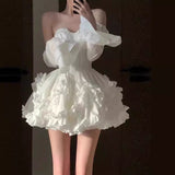 Patcute dress Spring New Women's Clothing French Chanel Style High-End Exquisite Chic Unique Princess White Tube Top Dress